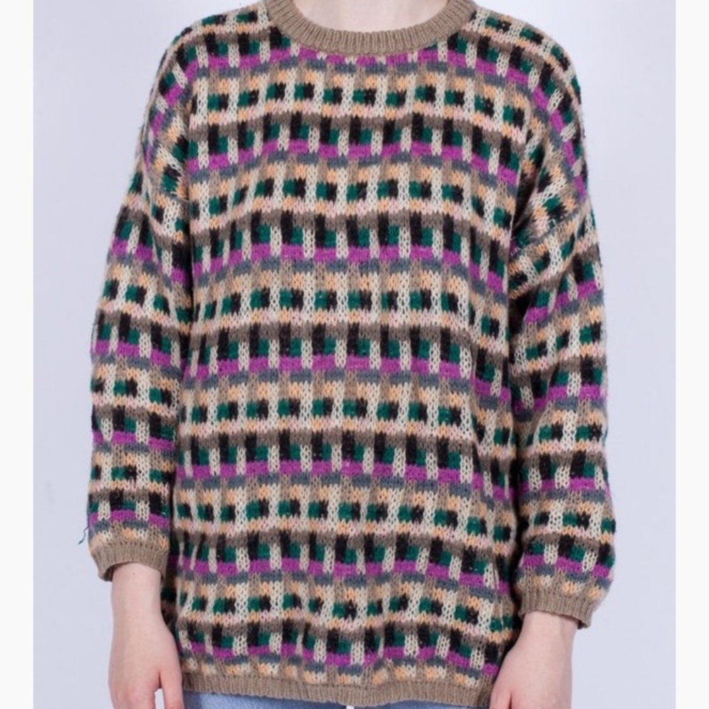 Vintage BENETTON sweater oversized geometric chunky